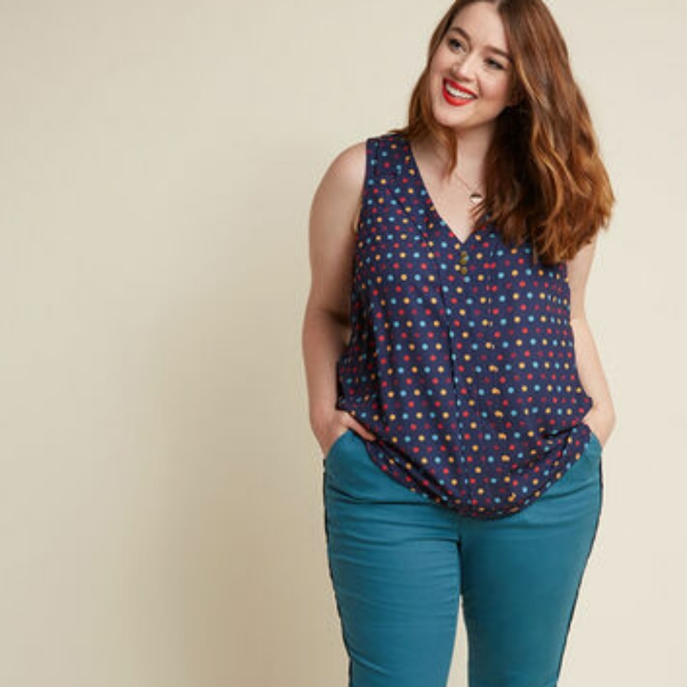 Modcloth Unrivaled Enjoyment Sleeveless Dots Top